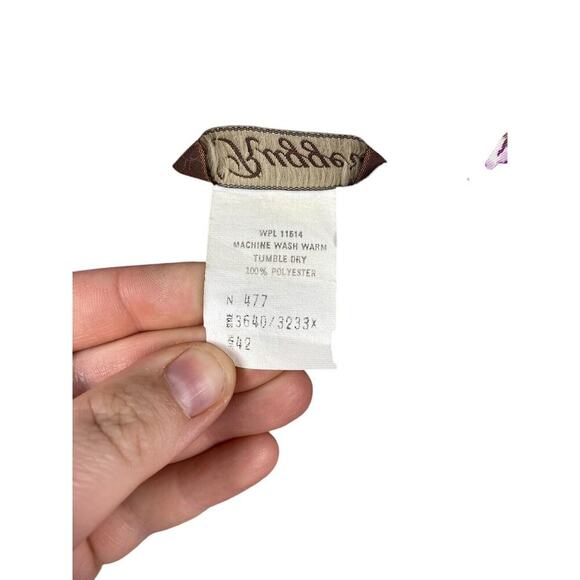 Vintage 1960s Blouse High Ruffle Neck Purple Paisley Button Up Secretary 42 / 2X - Picture 15 of 15